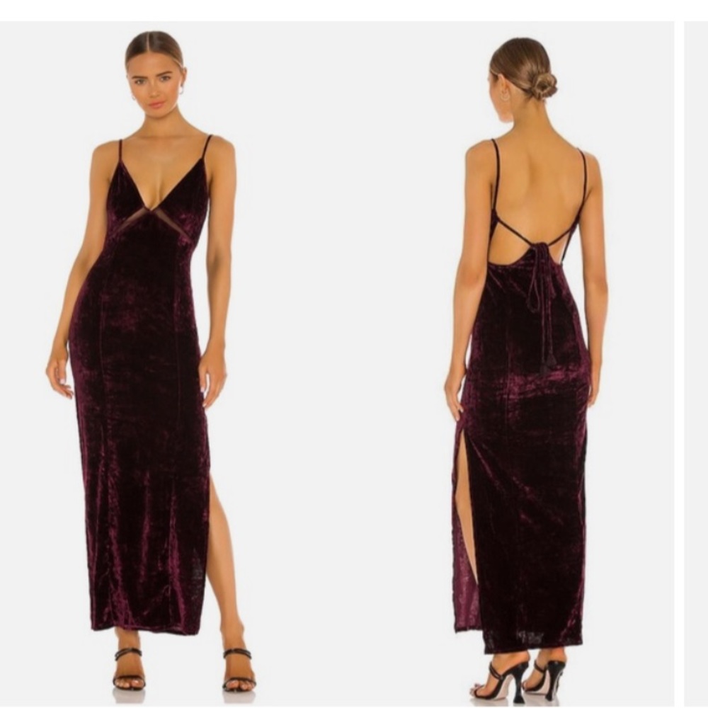 Free People Deep Red Velvet Midi Dress